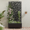 Casaphoria Metal Raised Garden Bed with Trellis and Wheels 72x35x16 Planter Box for Climbing Plants Vegetables &amp Vines Features Drainage Holes and Privacy Screen (Black-Gerald)