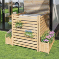 3-Panel Outdoor Privacy Screen with Planter Box 33X40 Wooden Fence Cover for Patio &amp Garden Perfect for Hiding AC Units Trash Cans Pool Pumps &amp Equipment Natural Decorative Backyard Div