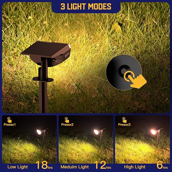 Kyosho Solar Outdoor Lights Waterproof IP67 38 LEDs Solar Spot Lights Outdoor 2-in-1 Landscape Spotlight with 3 Modes for Lawn Pathway Yard Pool 4 Pack