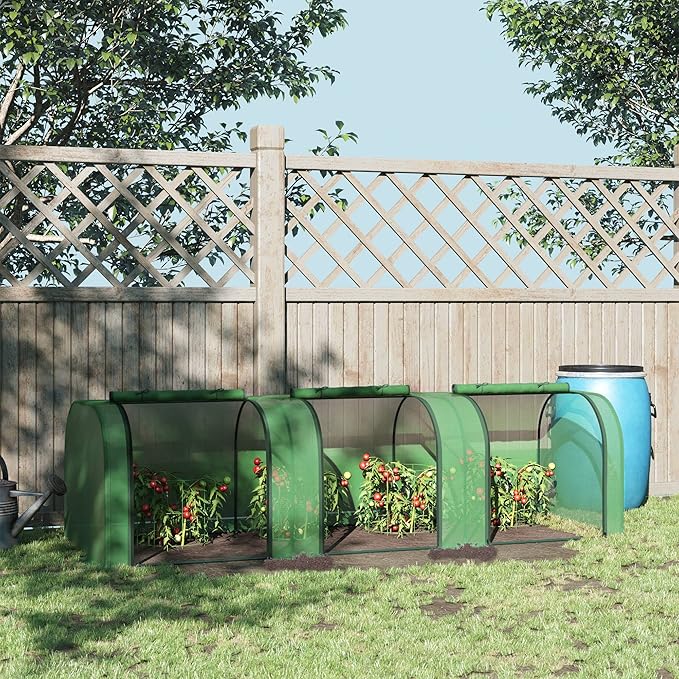 10' x 3' x 2.5' Greenhouse Portable Tunnel Green House with Roll Up Zippered Doors UV Waterproof Cover Steel Frame Green