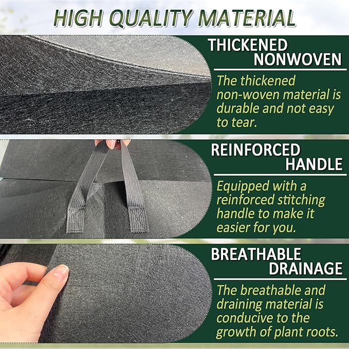 1PCS Raised Garden Bed Liner Fabric Raised Garden Bed Breathable Drainage Rectangle Grow Bags with Handles Fabric Garden Bed for Outdoor Garden Bed Holds Soil - 8ft x 4ft x 1ft