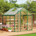 6X6 FT Greenhouse for Outdoors Large Walk-in Polycarbonate Greenhouse Kit Aluminum Frame Lockable Door Roof Vent Ground Spikes for Garden Patio Backyard Outdoor Plant Growth
