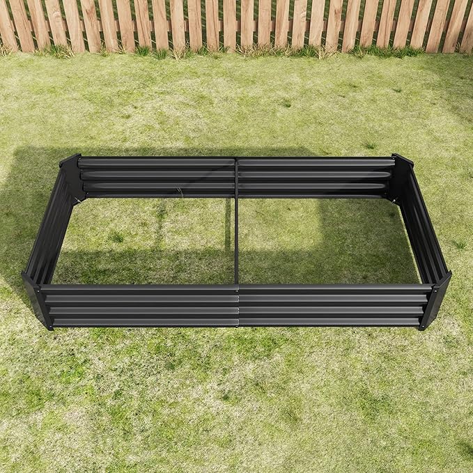 Raised Garden Bed Outdoor 6×3×1ft Metal Raised Rectangle Planter Beds for Plants Vegetables and Flowers Black