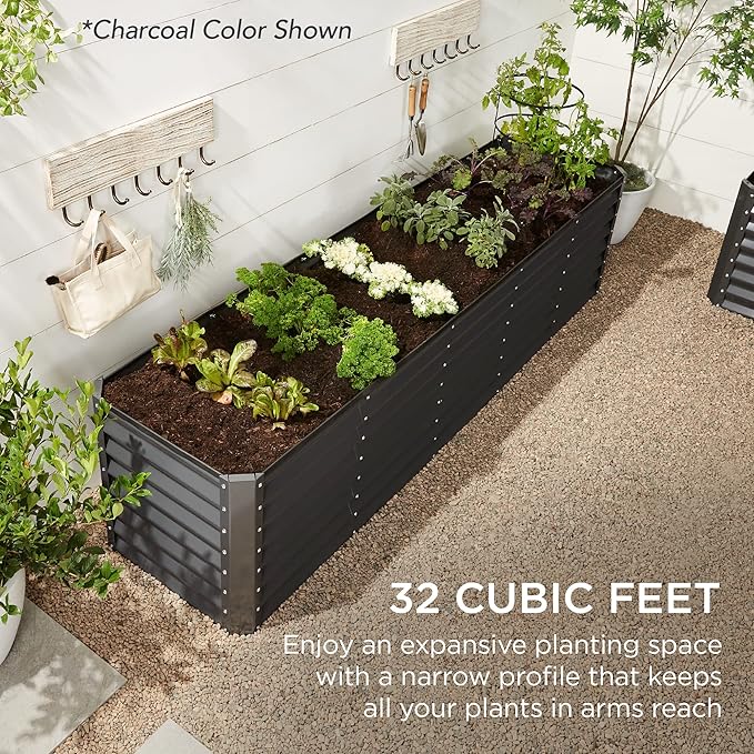 Best Choice Products 8x2x2ft Outdoor Metal Raised Garden Bed Rectangular Deep Root Planter Box for Vegetables Flowers Herbs and Succulents w/ 239 Gallon Capacity - Terracotta