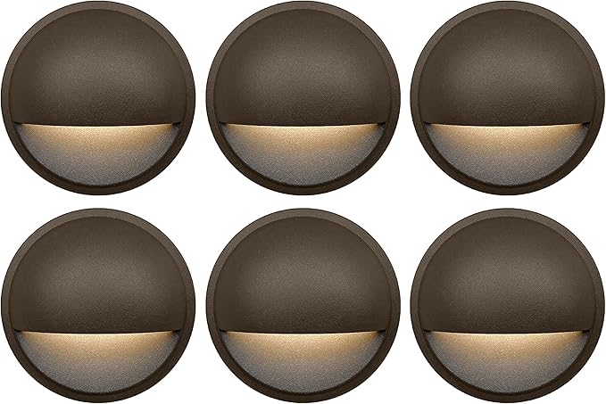 GKOLED 6Pack Brown Low Voltage LED Round Deck Light with 2Pack Brown Low Voltage 6W Mini Size Landscape Spot Light