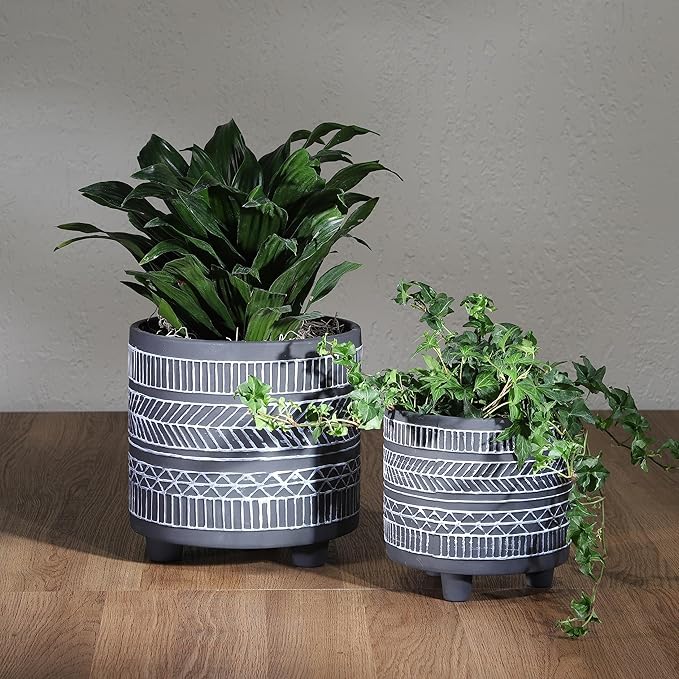 Generic S2 Tribal Look Footed Planter 68 Black