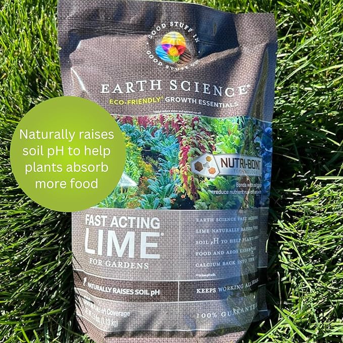 Earth Science Fast Acting Lime Granules—5lb— Instantly Raise pH of Soil &amp Reduce Nutrient Runoff for Improved Growth &amp Color - Long Lasting Lawn Care with Calcium