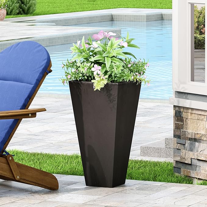13 Outdoor Small Stone Planter Black