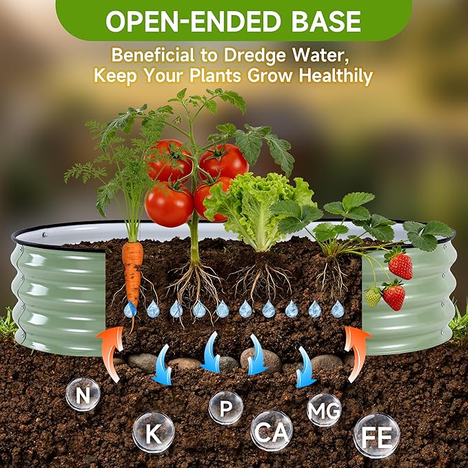 2Pcs Raised Garden Bed Galvanized Metal Raised Planter Boxes Outdoor for Vegetables Fruits and Flowers 4x2x1FT Green