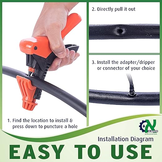 Al-Magor Universal Punch UP-3 Drip Irrigation Hole Punch Tool - Spiral Operation Tube Punch for Drippers Connectors Sprinkler Irrigation Tubes Pipes 16 to 32mm Drip Irrigation Punch Tool 160030-P