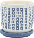 Generic 5 Tiny Squares Planter W Saucer Blue