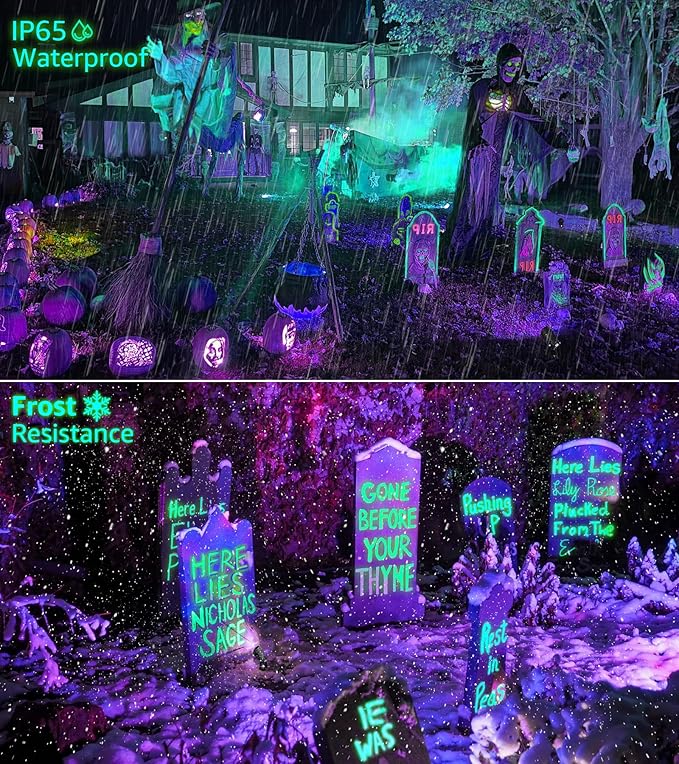 SUNVIE LED Black Light Outdoor Halloween Spotlight with Photocell Sensor 10W Outdoor Blacklight Waterproof 120V Purple Spotlight Outdoor Black Light Spotlight for Glow Party Fluorescent Poster 2 Pack