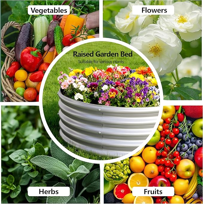 2PCS 8x2x1FT Galvanized Raised Garden Bed KitVegetable Boxes-Oval Metal Flower BoxLarge Planter Raised Beds Outdoor Garden for PlantingFruitHerb-Silver