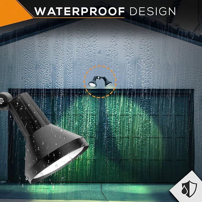 Ciata 15 Outdoor Security Flood Light 2 Head with Heavy Duty Cast Aluminum Body 150W PAR38 Weather Proof Black Finish - 6 Pack