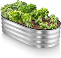 Galvanized Raised Garden Bed Outdoor // 4×2×1 ft Planter Boxes Raised Beds for Outdoor Plants Vegetables Gardening // Large Metal Raised Garden Bed Kit (Silver)