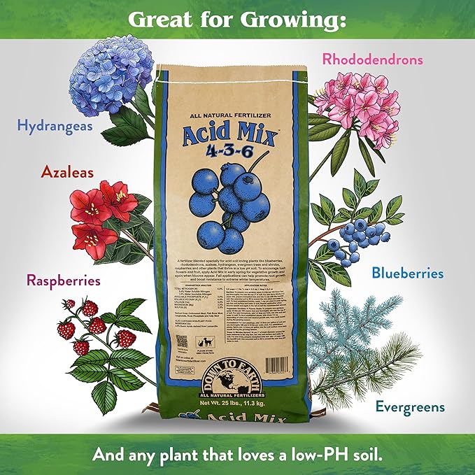 Down to Earth All Natural Fertilizers Acid Mix 4-3-6 50 lb Bag Plant Food for Blueberries Raspberries