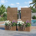 Casaphoria 60x30 Metal Raised Garden Bed with Trellis(2 Pack) Outdoor Planter Box with Wheels &amp Drainage Holes for Climbing Plants Flowers Elevated Garden Kit with Privacy Screen Brown-Louve