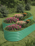 2 PCS Metal Raised Garden Beds Outdoor Galvanized Steel Planter Box for Flowers Vegetables Rust-Resistant Garden Box Easy Assembly Raised Beds Durable Planters for Outdoor Plants Green