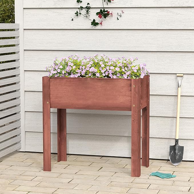 Raised Garden Bed with Legs (31x16x31'') Solid Wood Elevated Planter Box for Outdoor