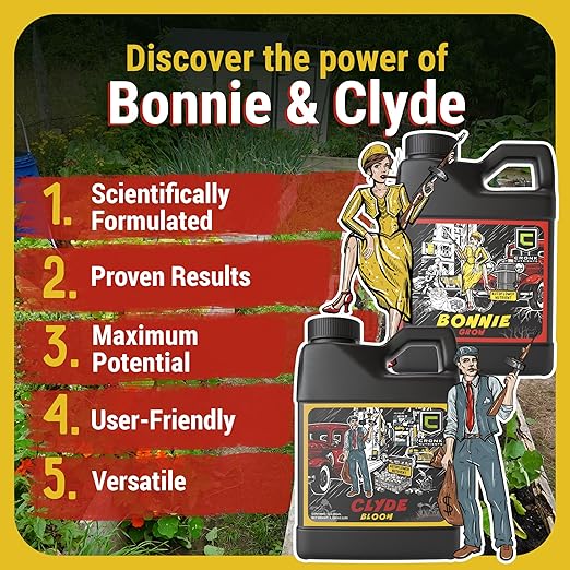 Cronk Nutrients Bonnie &amp Clyde Autoflower Nutrients Bloom and Grow – Yield Increasing Autoflower Plants Nutrient Kit – Easy to Use Plant Food – Optimal Formula for Optimal Results 1L