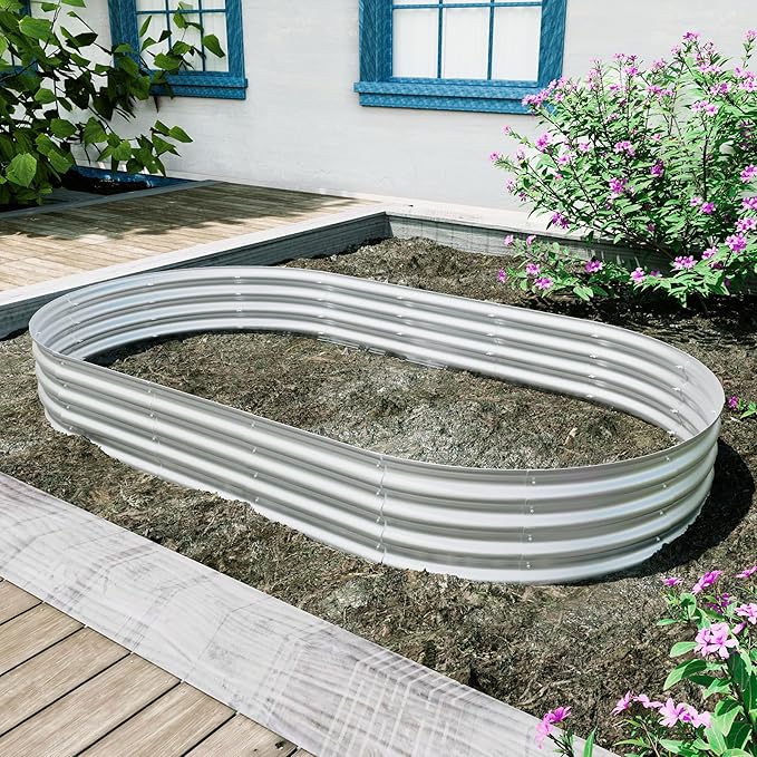 8x4x1ft Raised Garden Bed Kit Galvanized Planter Raised Garden Beds for Outdoor for VegetablesFlowers Herbs Heavy Duty Rust Resistant Easy Assembly