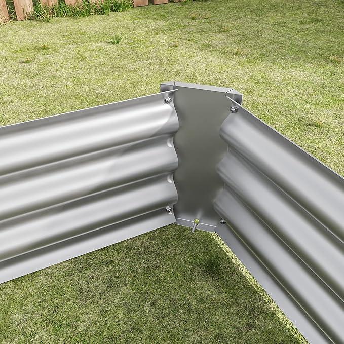 Raised Garden Bed Outdoor 6×3×1ft Metal Raised Rectangle Planter Beds for Plants Vegetables and Flowers - Silver