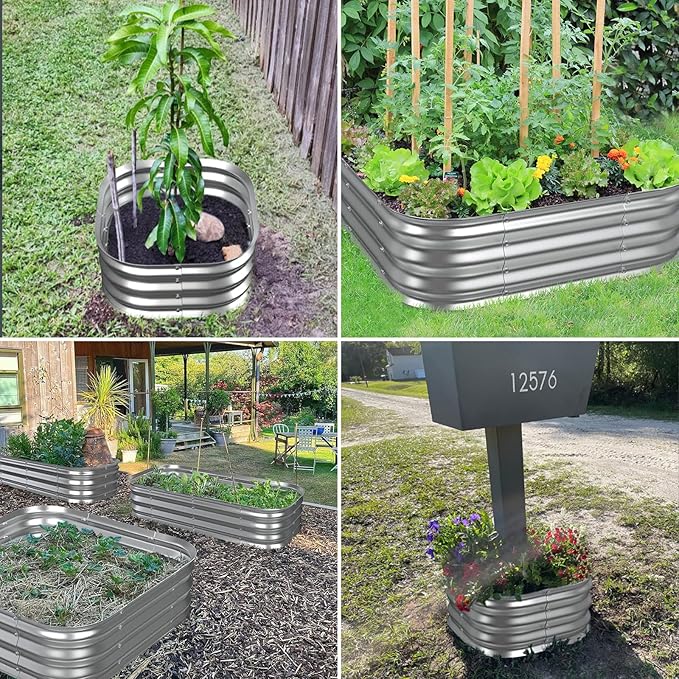 Galvanized Raised Garden Beds for Gardening - 23x23x11in Thickened Small Metal Planter Box Above Ground for VegetablesFlowers HerbOutdoor Garden Container Square