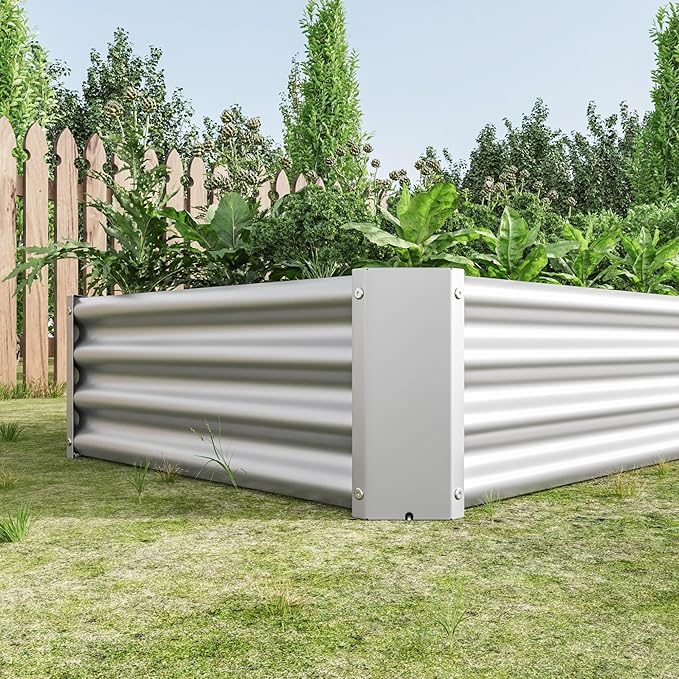 Raised Garden Bed Planter Raised beds Outdoor vego Garden Easy to Install Metal Garden beds Used for Growing Vegetables Flowers and herbaceous Plant(Silver6x3x1ft)