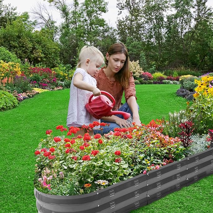 Galvanized Raised Garden Bed Outdoor 67 D x 20 W x10 H 7 cu. ft. Planter for Outdoor Plants Large Metal Raised Garden Bed Kit (Grey)