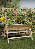 52x30x54in Raised Garden Bed with LegsWooden Elevated Raised Garden Beds Outdoor for Growing Vegetables and Herbswith Trellis for Vine Climbing Plants|Multi-FunctionalNatural