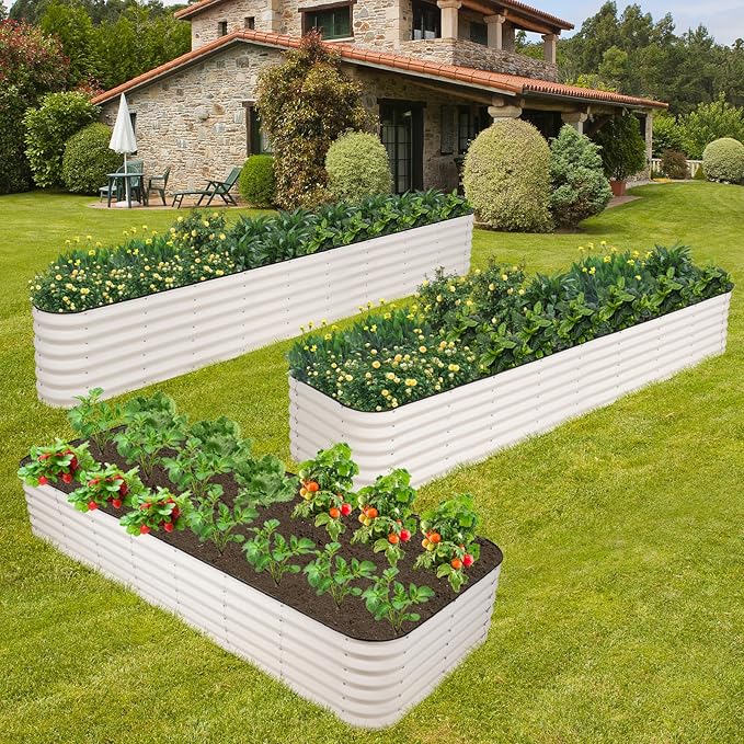 GoCampDriect 6IN1 Raised Garden Bed - 8x3x1.4ft Galvanized Raised Garden Boxes Outdoor Corrosion Resistant | Variable Shape 9x2x1.4ft Metal Raised Garden Beds for Planting Vegetable FruitsFlower