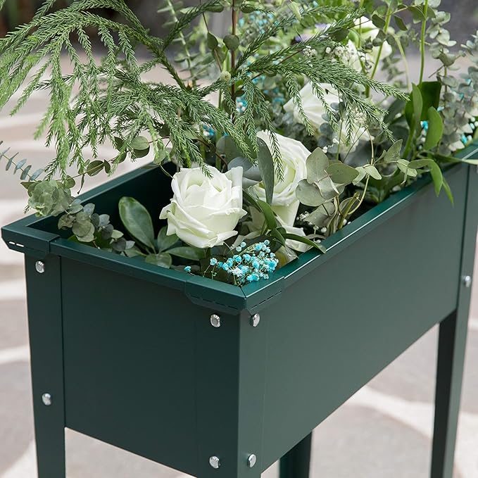 Gardenised Green Freestanding Raised Garden Bed Rectangular Flower PlanterQI003908G