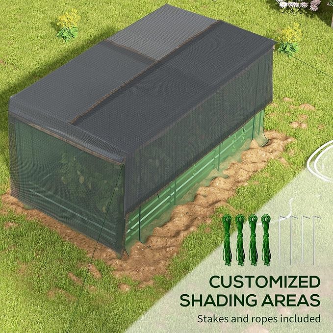 5x10ft All-Season Weather Resistant Eco-Friendly Garden Shade and Cage Protection System Raised Bed Green Optimal Plant Growth