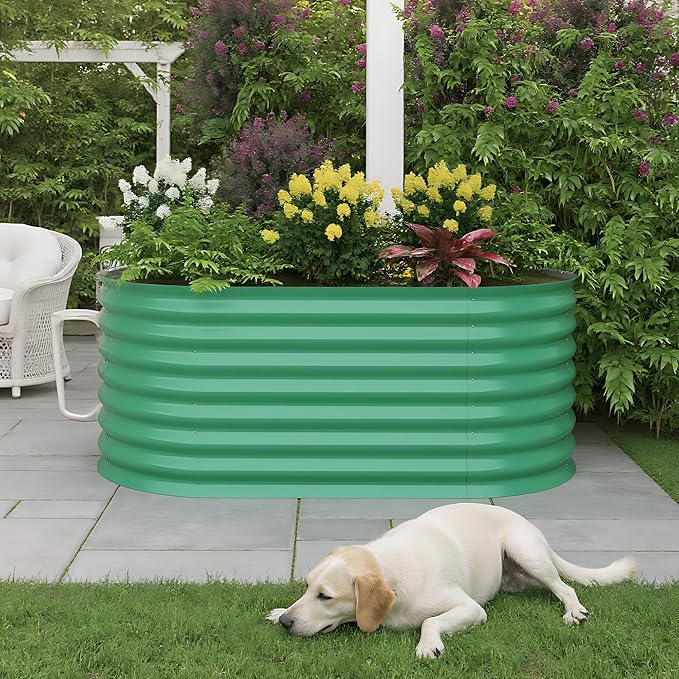 Garvee 8×4×2 ft Galvanized Raised Garden Bed - Rustproof Metal Planter Box for Vegetables Herbs Flowers Outdoor Tall Gardening Kit (Multiple Sizes)