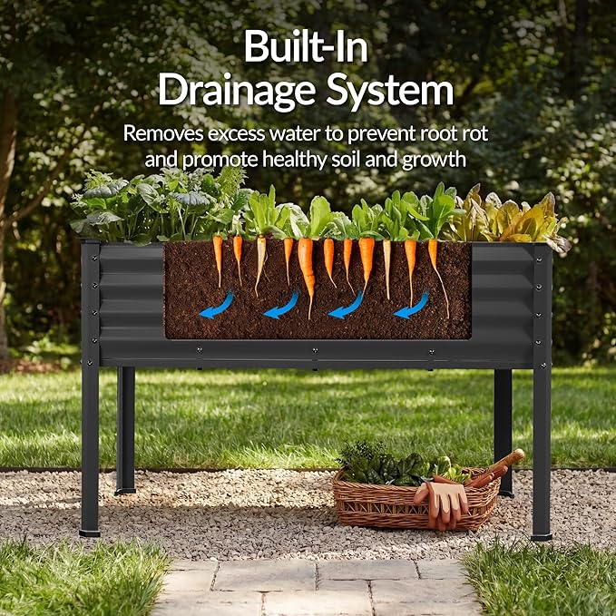 Best Choice Products 48x24x30in Galvanized Raised Garden Bed Metal Elevated Planter Box Vegetable Garden for Backyard Patio Balcony - Charcoal