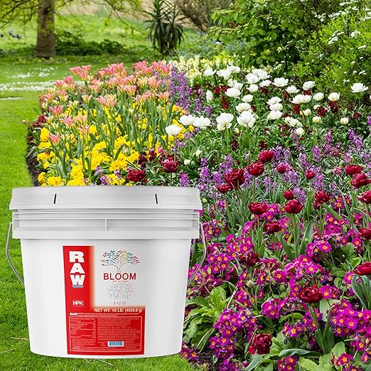 RAW All in One Bloom 3-12-12 Water-Soluble Fertilizer for Strong Bloom Performance 10lbs