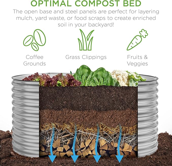 Best Choice Products 63in Oval Metal Raised Garden Bed Customizable Outdoor Deep Root Backyard Planter Stackable Design for Gardening Vegetables Flowers Herbs w/ 275 Gallon Capacity - Silver