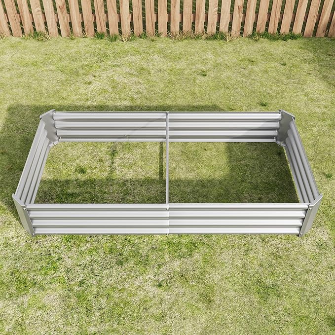 Raised Garden Bed Planter Raised beds Outdoor vego Garden Easy to Install Metal Garden beds Used for Growing Vegetables Flowers and herbaceous Plant(Silver6x3x1ft)