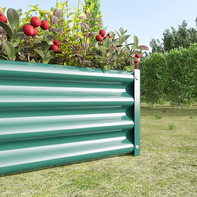 Metal Raised Garden Bed Rectangle Raised Planter 4×2×1ft for Flowers Plants Vegetables Herb Veezyo Green