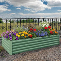 8x4x2 ft Galvanized Raised Garden Bed Metal Planter Box with Open-Bottom Design for Ground Root Access Outdoor Raised Garden Beds for Vegetables Flowers Easy Assembly Green