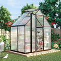 6 x 4 FT Greenhouse for Outdoors Polycarbonate Greenhouse with Quick Setup Structure and Roof Vent Aluminum Large Walk-in Green House for Outside Garden Backyard Charcoal Black