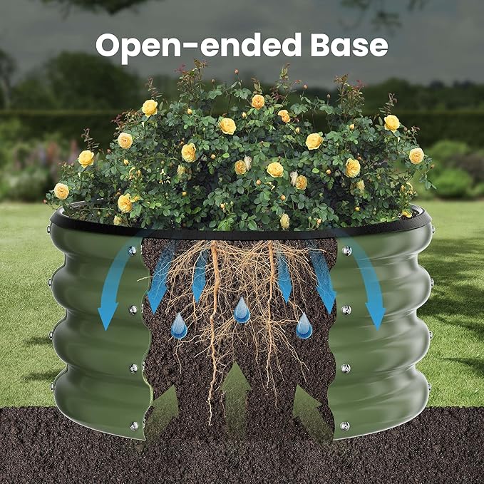 ZXZYHFTY Round Galvanized Raised Garden Bed kitGreen Outdoor Garden Raised Planter Box Round Large Metal Raised Garden Beds for Vegetable 2 * 2 * 1ft 3 Pcs