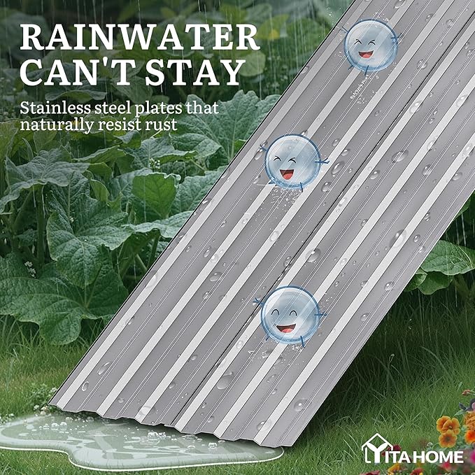 YITAHOME 8x4x2ft 2pcs Large Raised Garden Bed Kit Galvanized Metal Planter Box with Gloves Ground Nails &amp Safety Rubber Outdoor Above Ground Planters for Plants Vegetables Flowers Silver