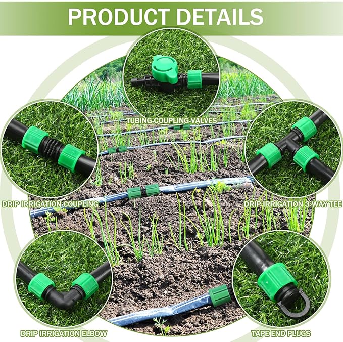 250 ft 5/8 Inch Drip Tape Irrigation Kit Drip Tape 8 Mil 8 Spacing Hose Garden Watering Tubing System Automatic Irrigation Equipment for Plant Landscape Yard Lawn and Farm