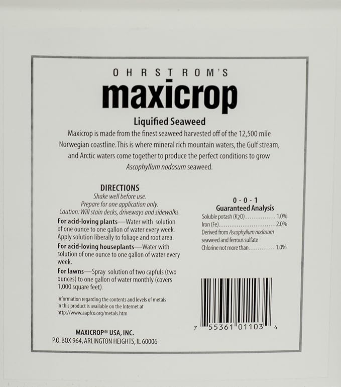 Maxicrop 2002 Liquid Seaweed Plus Iron Fertilizer 1-Gallon