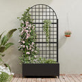 Casaphoria Metal Raised Garden Bed with Trellis and Wheels 72x35x16 Arched Planter Box for Climbing Plants Vegetables &amp Vines Features Drainage Holes and Privacy Screen (Black-Grid)