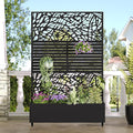 Casaphoria Metal Raised Garden Bed with Trellis and Wheels 72x47x16 Arched Planter Box for Climbing Plants Vegetables &amp Vines Features Drainage Holes and Privacy Screen (Black-Net&ampLouver