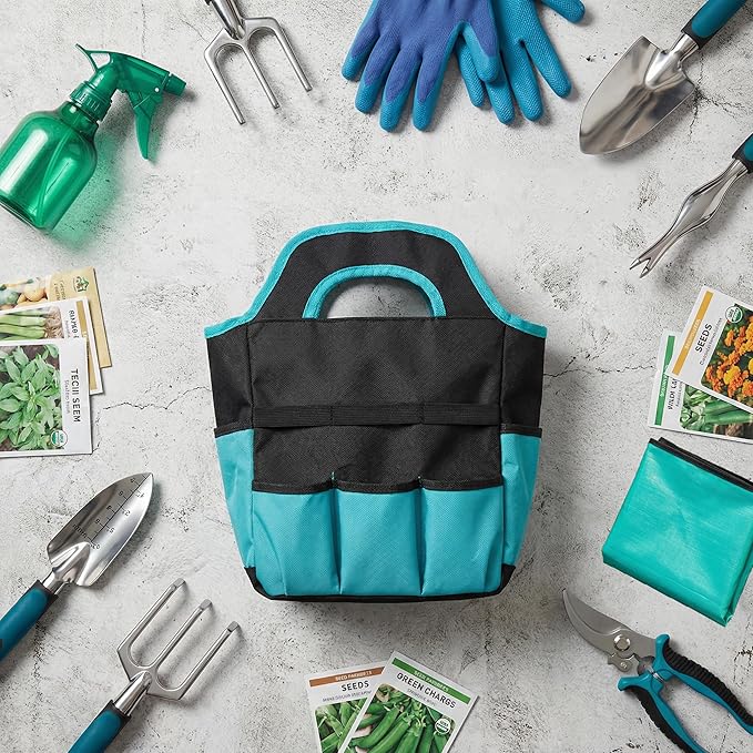 10-Piece Garden Tool Set - Heavy Duty Lightweight Aluminum Alloy Gardening Tools with Storage Tote Bag Rust-Proof Gardening Hand Tools &amp Non-Slip Ergonomic Grip Ideal Gardening Gifts for Women