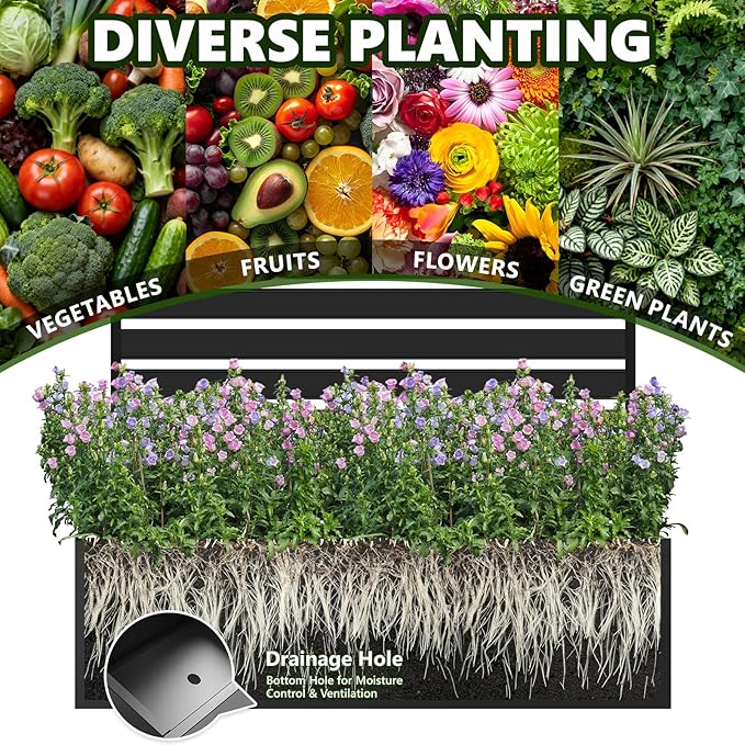Metal Raised Garden Bed with Trellis 2 in 1 Trellis with Planter Box &amp Privacy Screen for Climbing Plants Vine Outdoor Standing Flower Beds with Drainage Holes 35 L x 16 W x 71 H Black