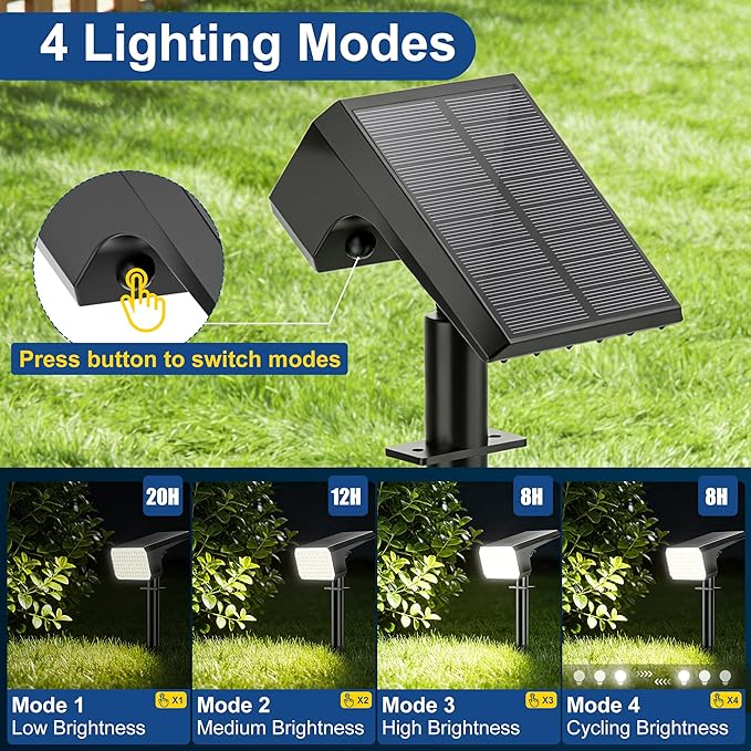 LANSOW Solar Spot Lights Outdoor 90LED 12 Pack Cool White&amp Solar Lights Outdoor Waterproof 8 Pack Color Changing